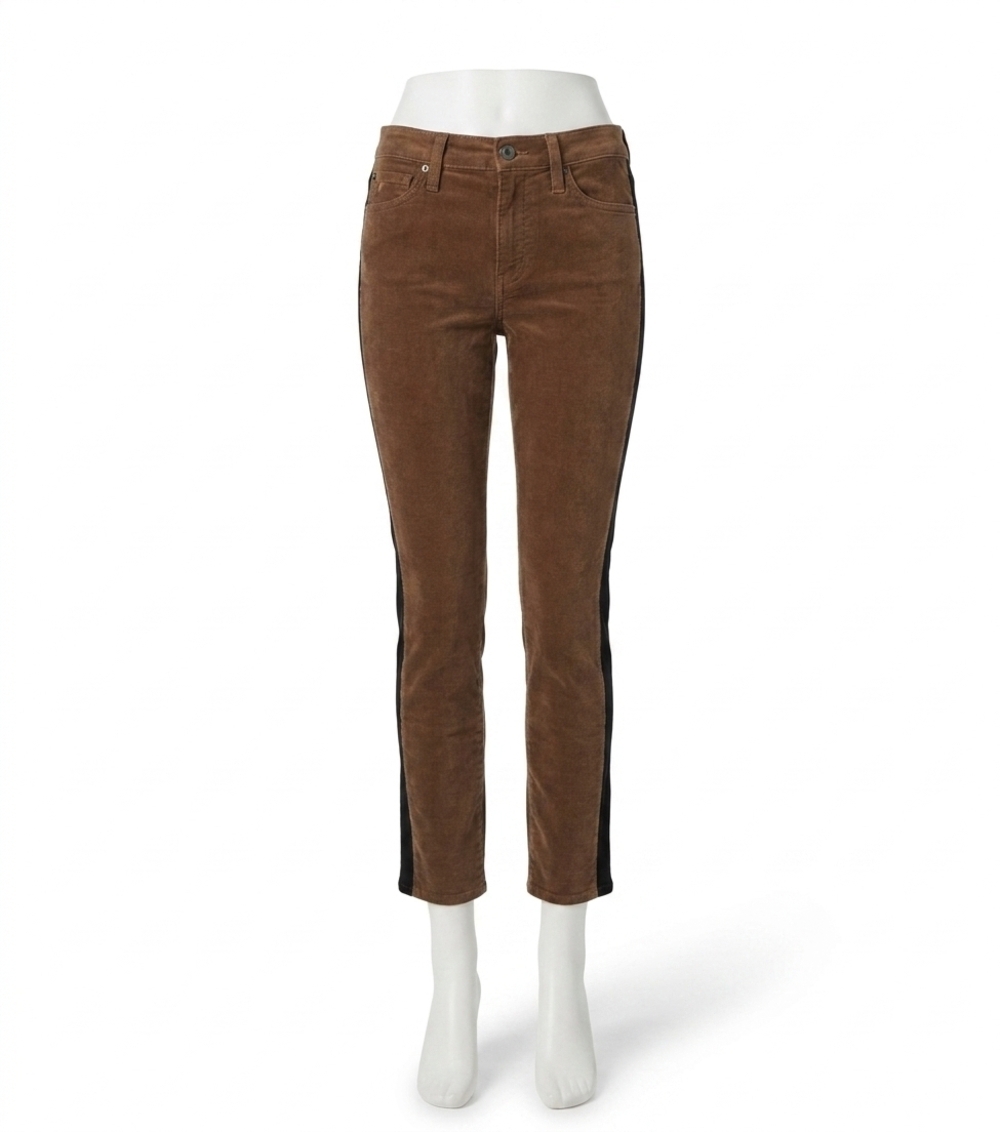 NEW AG JEANS mari high rise straight pant with tuxedo stripe in olive brown/blac